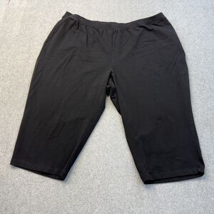Catherine's Pants Women's 2XWP Petite Black Capri Pockets Pull On Comfort Waist
